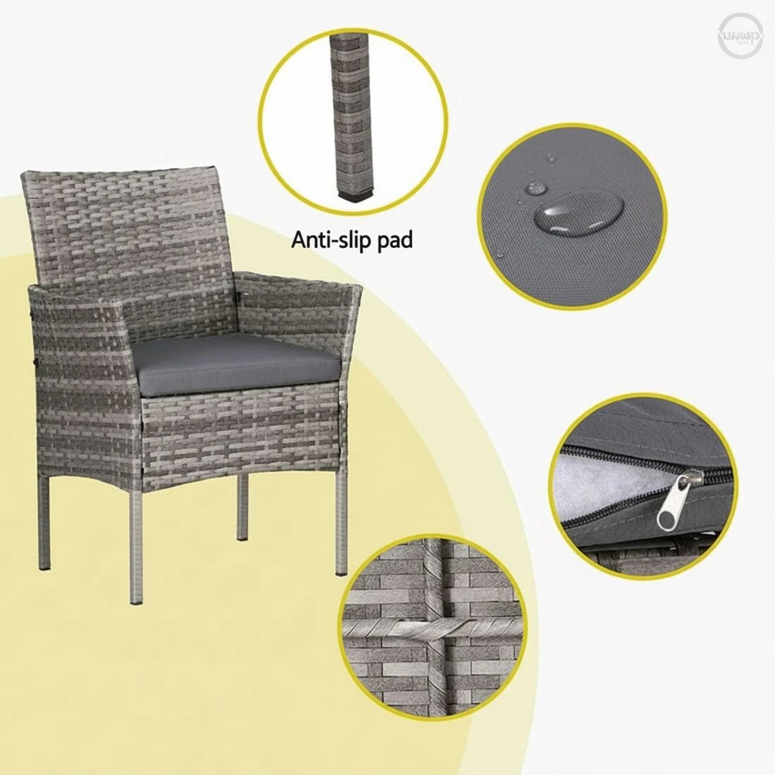 4 Gardeon 4 Seater Outdoor Sofa Set Wicker Setting Table Chair Furniture - Grey, 4 of 4