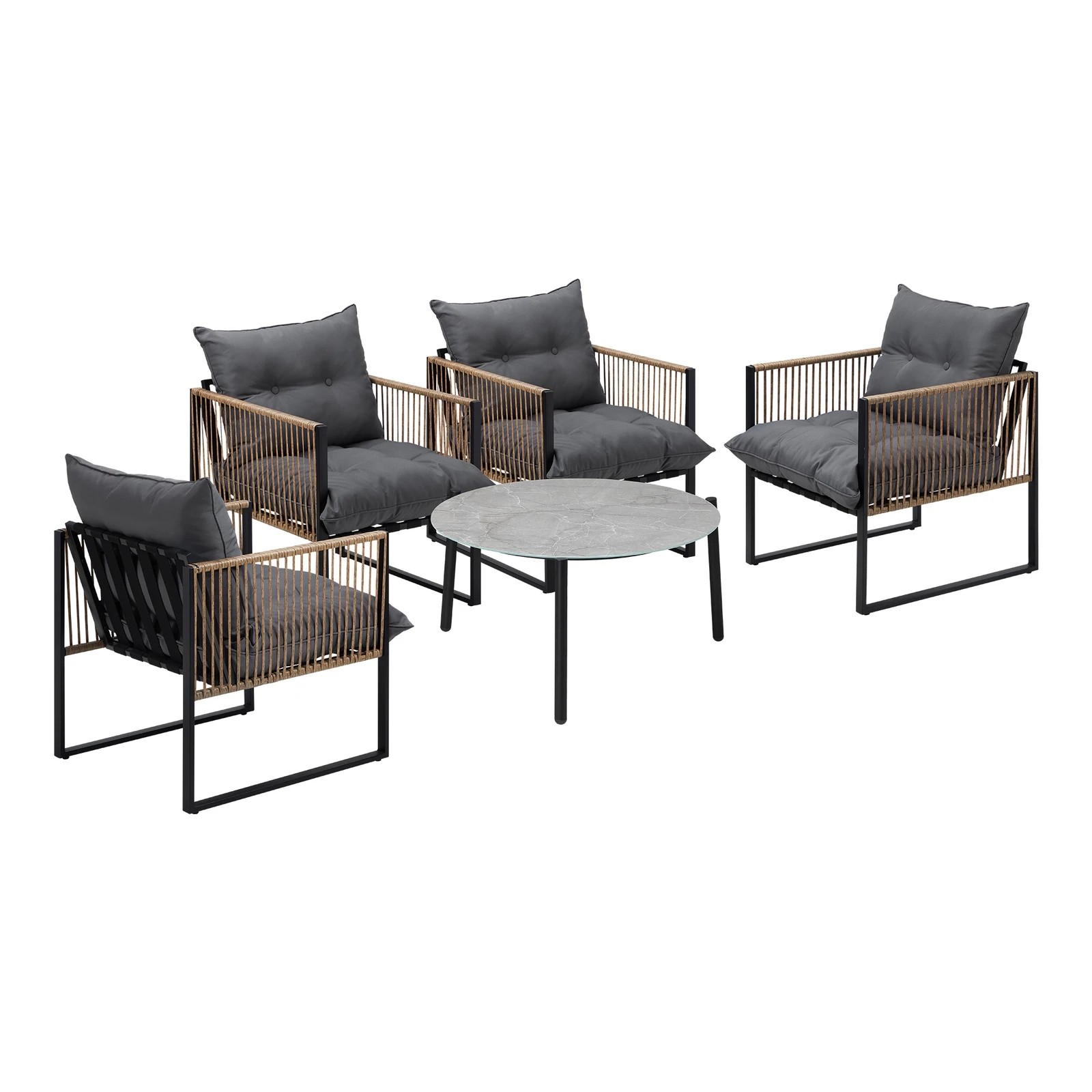 5 Livsip Outdoor Patio Set Furniture 70cm Coffee Table Rattan Chairs 5pcs
 - Multi, 5 of 10