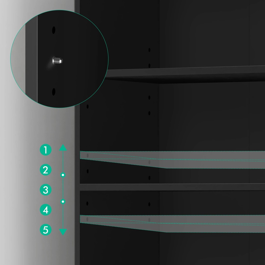 4 Alfordson Wardrobe Clothes Storage Cabinet Closet Organizer 5 Shelves - Black, 4 of 10