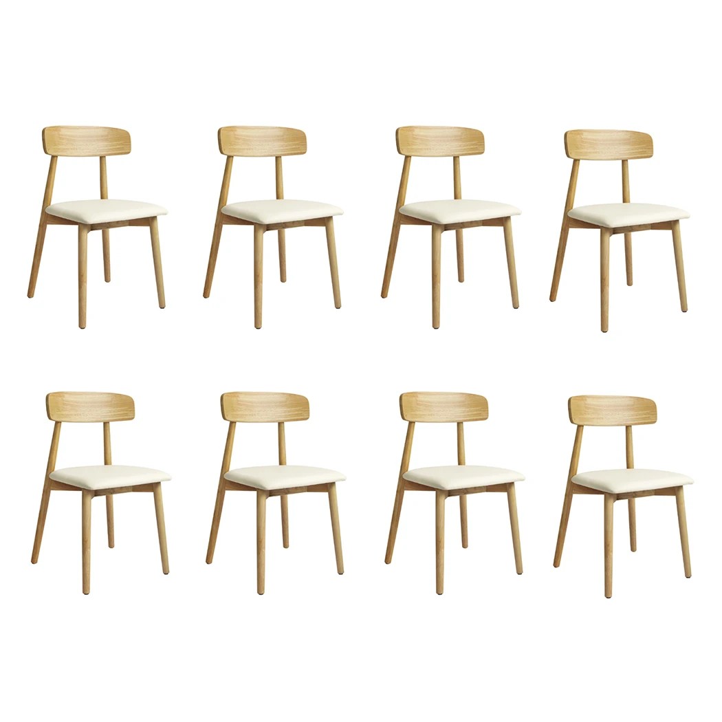 1 Levede 8pcs Dining Chairs Solid Wood in Natrual Colour, 1 of 7