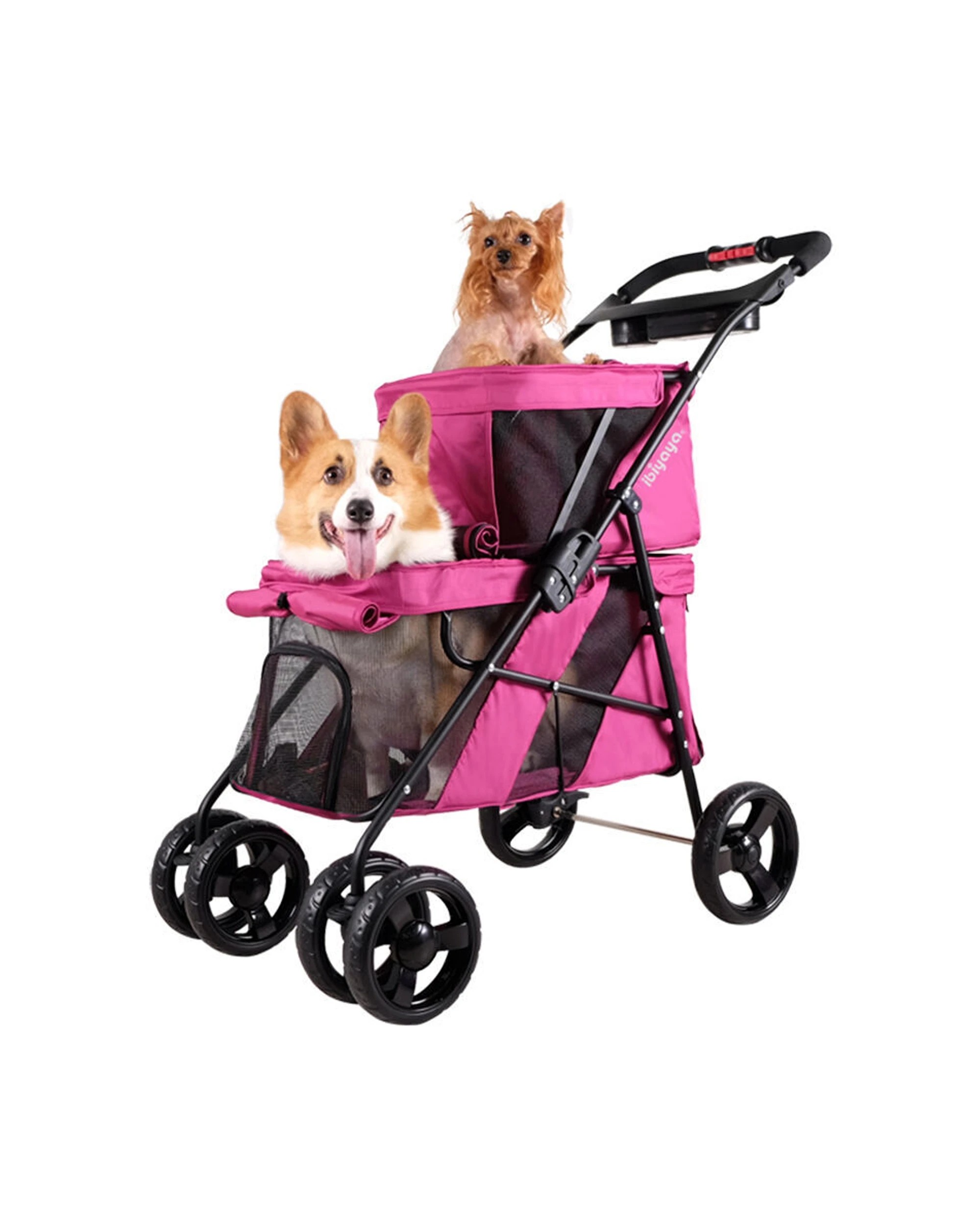 3 Ibiyaya Double Decker Pet Stroller Carrier For Multiple Pets One-Hand Fold - Multi, 3 of 5