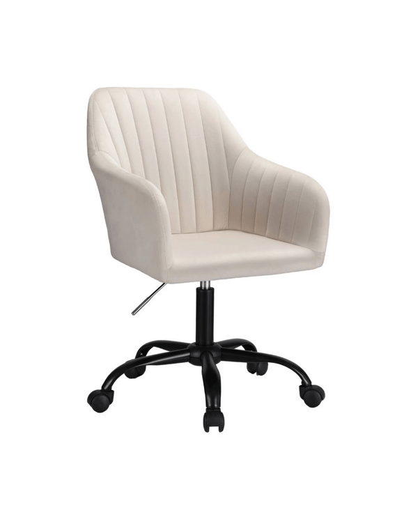 Artiss Velvet Office Chair Home Swivel Computer Vanity Armchair - Beige