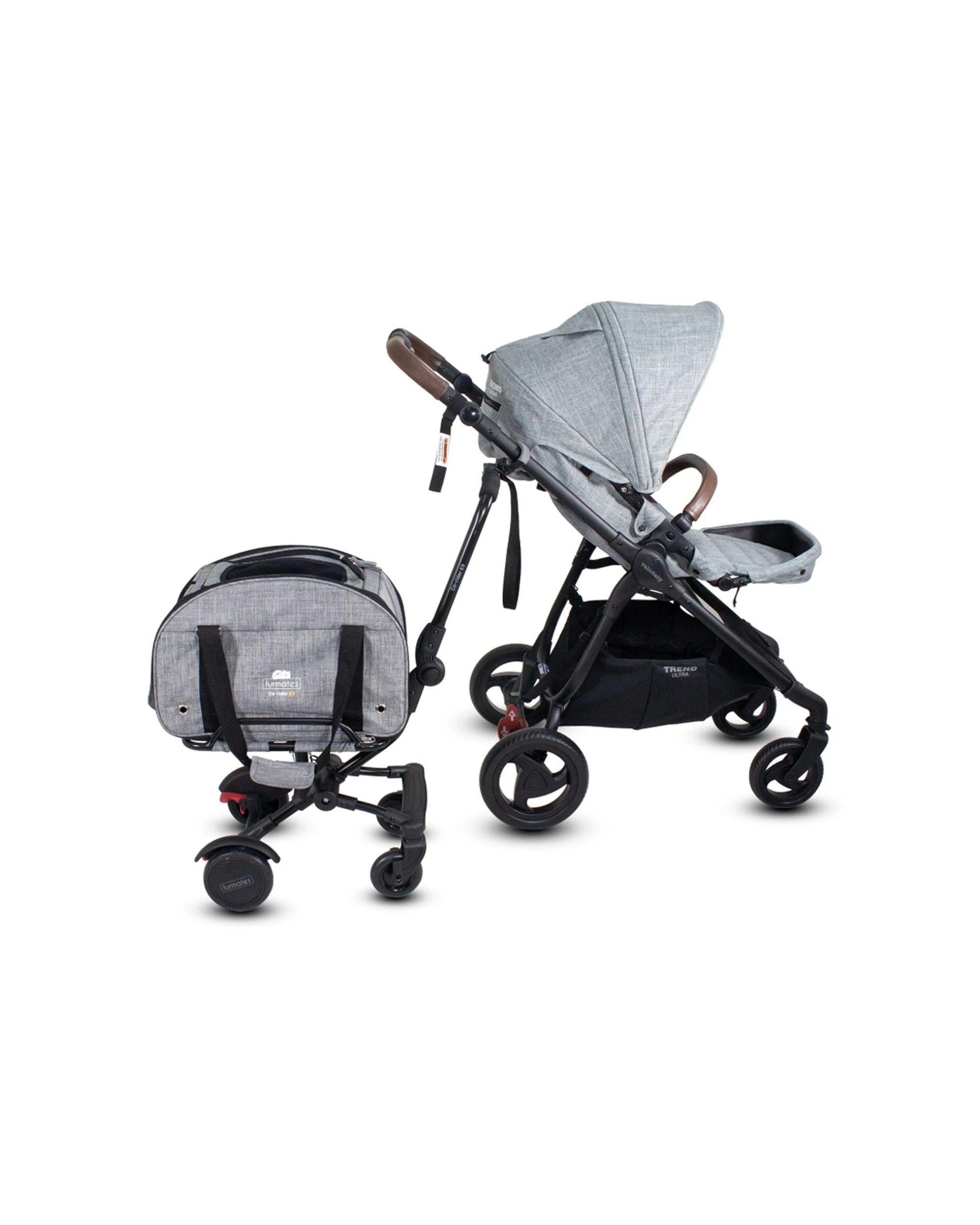 2 Furmates Co-Rider K9 4 Wheel Pet Trailer Pram Stroller With Detachable Carrier - Grey, 2 of 5