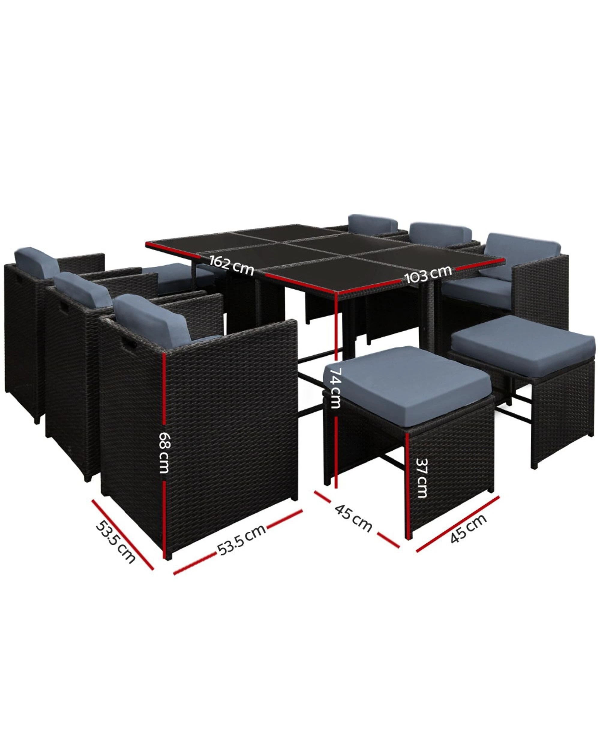 2 Gardeon Outdoor Dining Set 11-piece Wicker Table And Chairs Patio Furniture Weather Resistant Outdoor Bistro Set - Black, 2 of 5