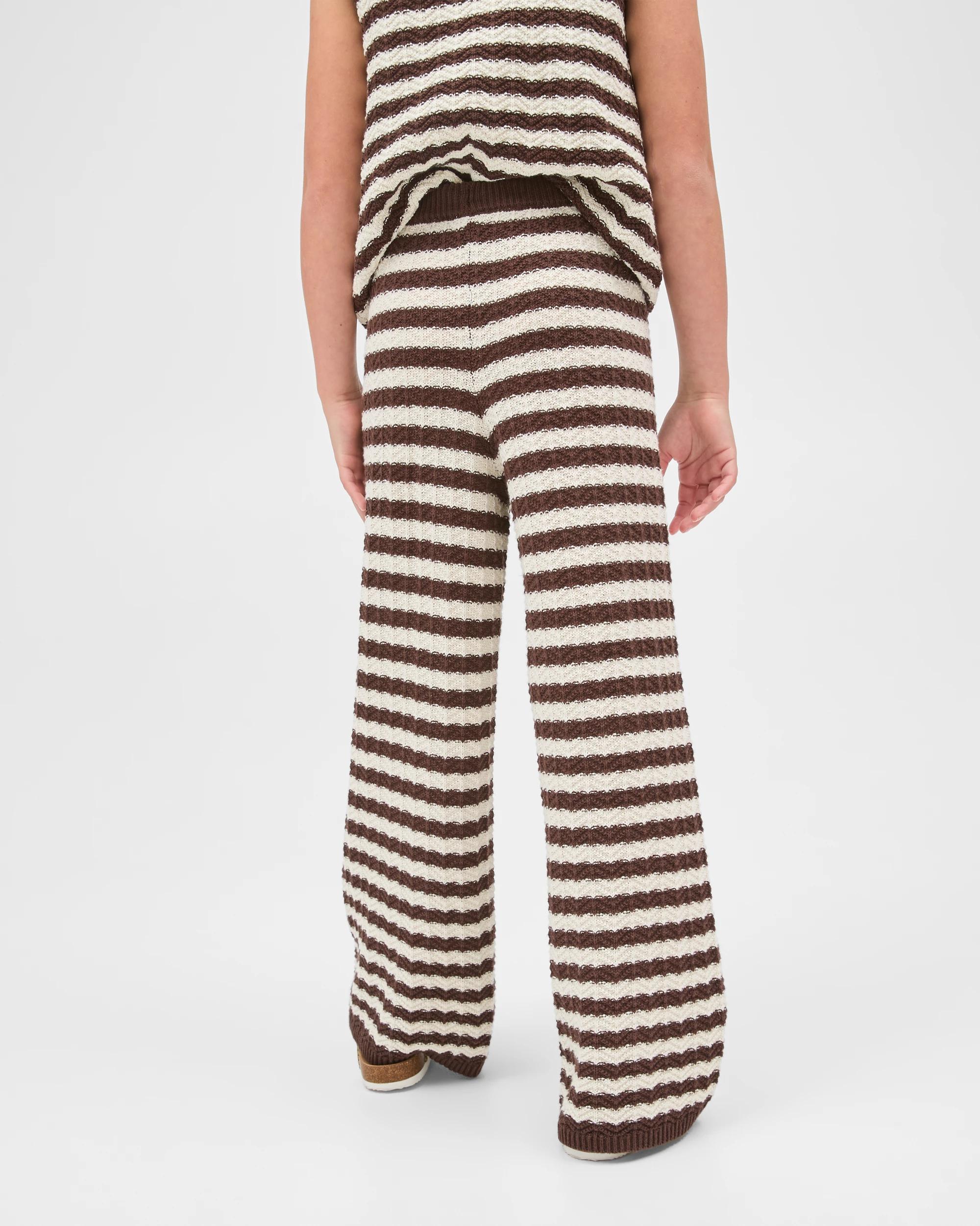 4 Target Kids Australian Cotton Crochet Wide Leg Pants STRIPE CHOCOLATE, 4 of 6