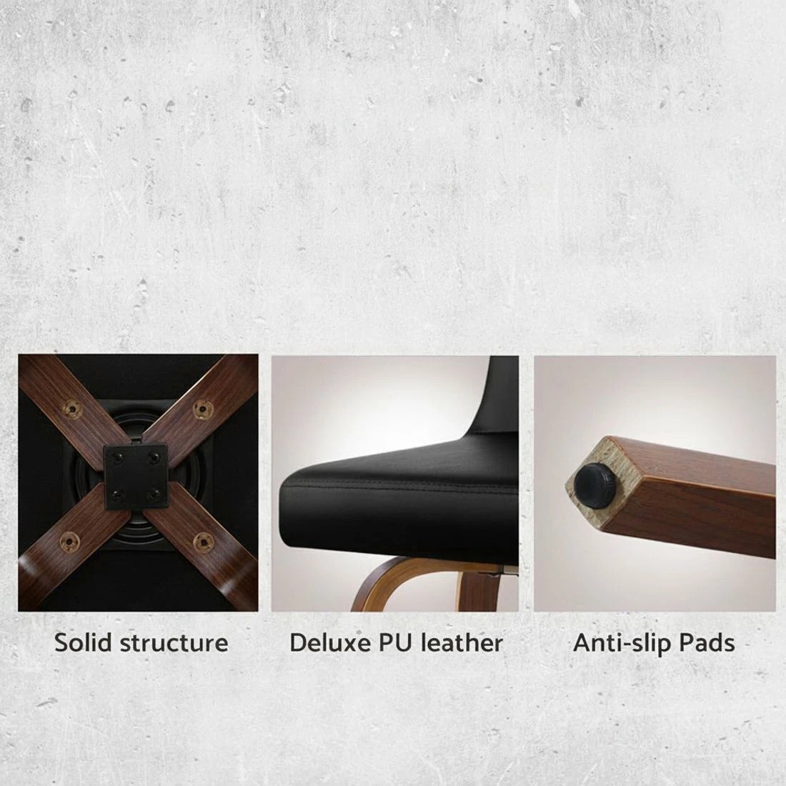 5 Artiss 4x Bar Stools Swivel Leather Padded Wooden - Black, 5 of 6