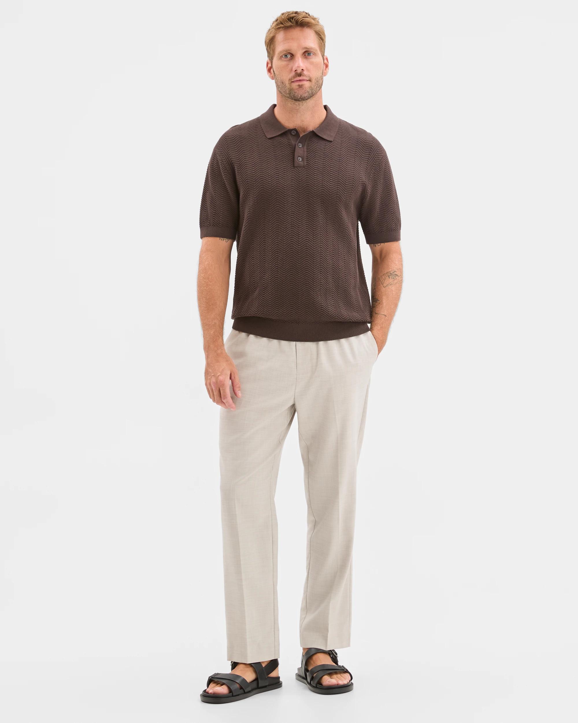 4 Preview Australian Cotton Knit Polo Top CHOC TORTE, 4 of 6