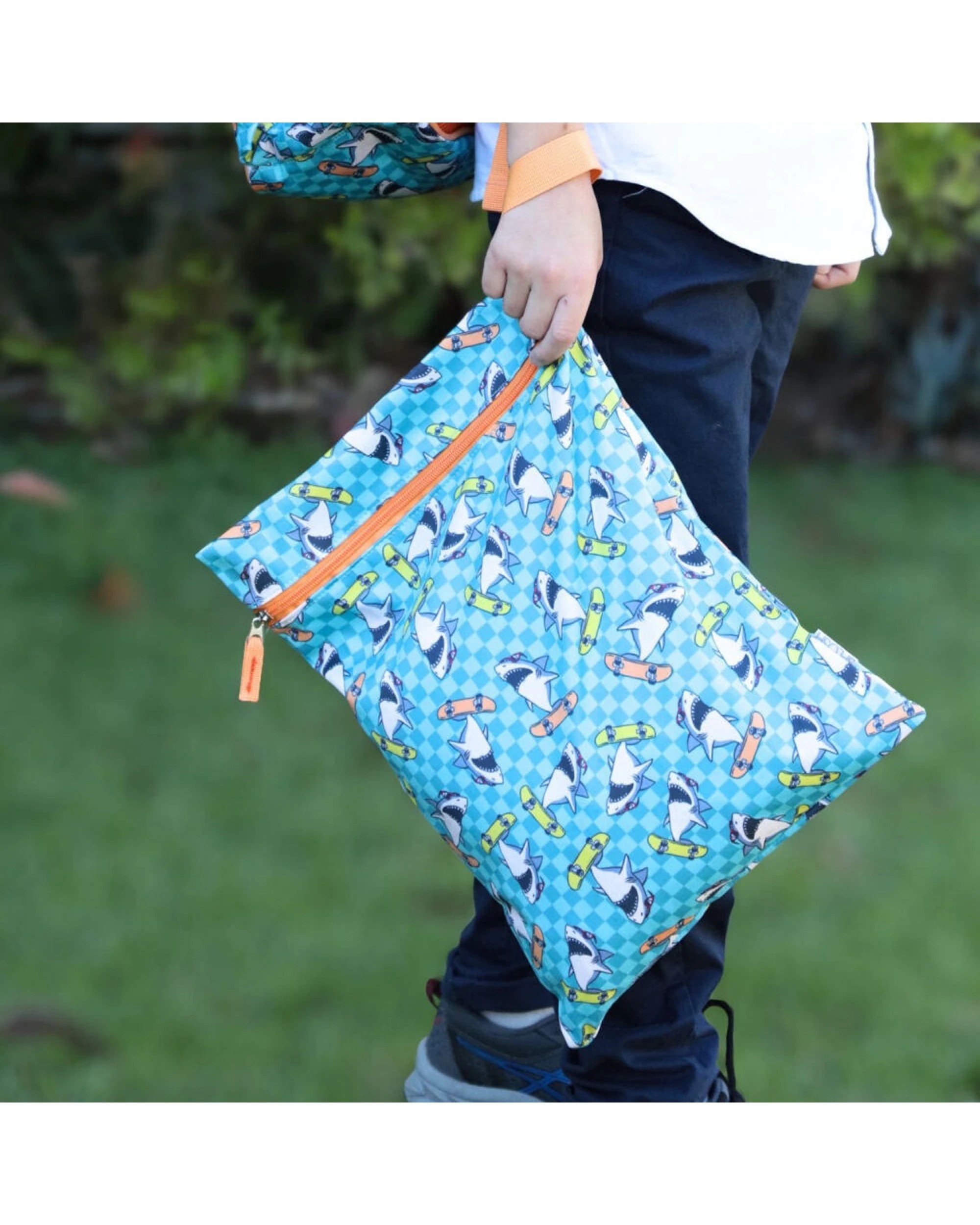 5 Splosh Out & About Shark Waterproof Kids/Children Wet Bag 40x30cm - Blue, 5 of 5