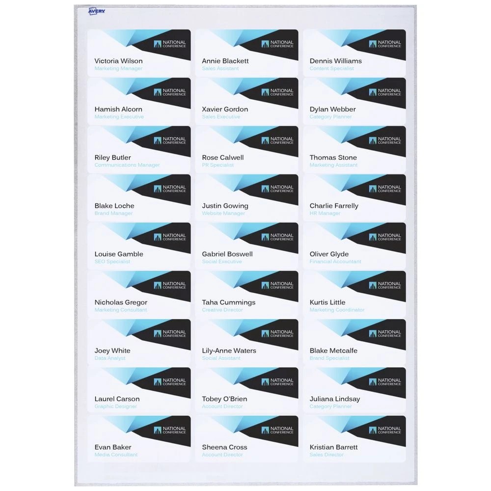 4 Avery 27UP Fabric Laser Name Badge Labels 15 Sheets, 4 of 8