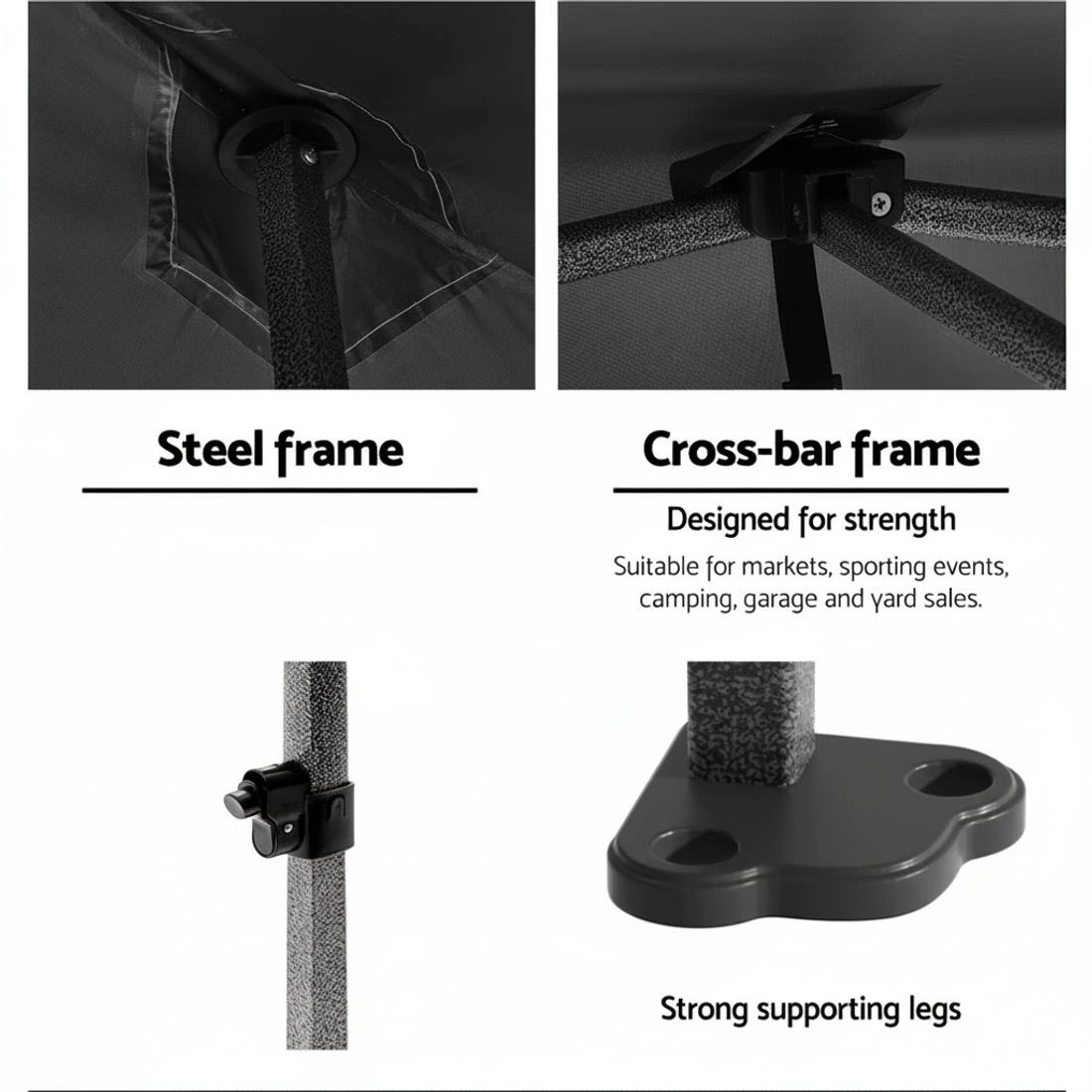 4 Instahut Gazebo 3x6 Pop Up Marquee Folding Tent Wedding Gazebos Camping Outdoor Shade Canopy - Black, 4 of 8