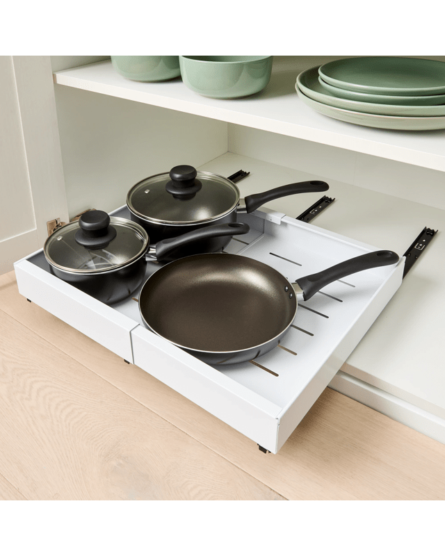 Expandable White Pull-Out Cabinet Dr