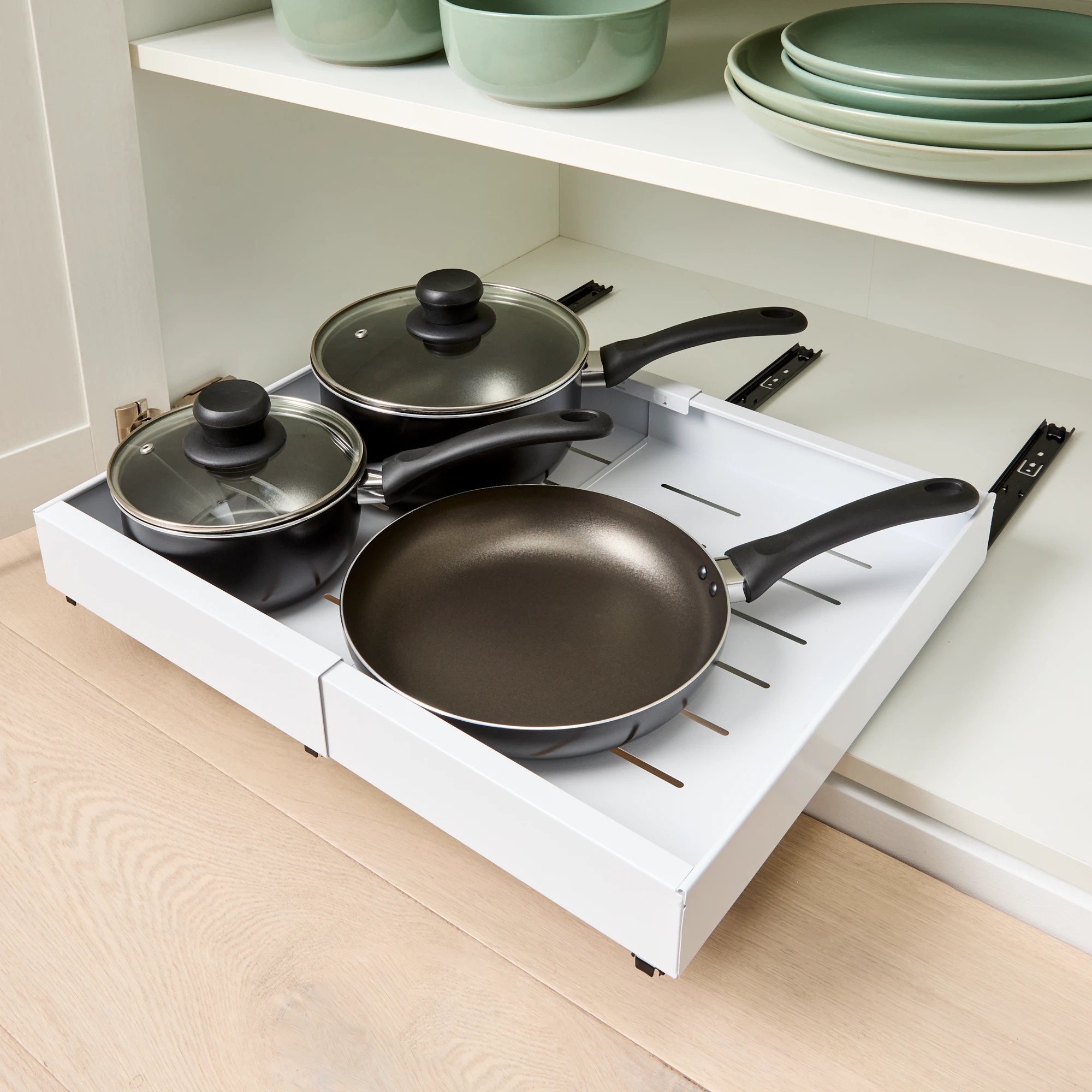 1 Expandable White Pull-Out Cabinet Drawer, 1 of 10