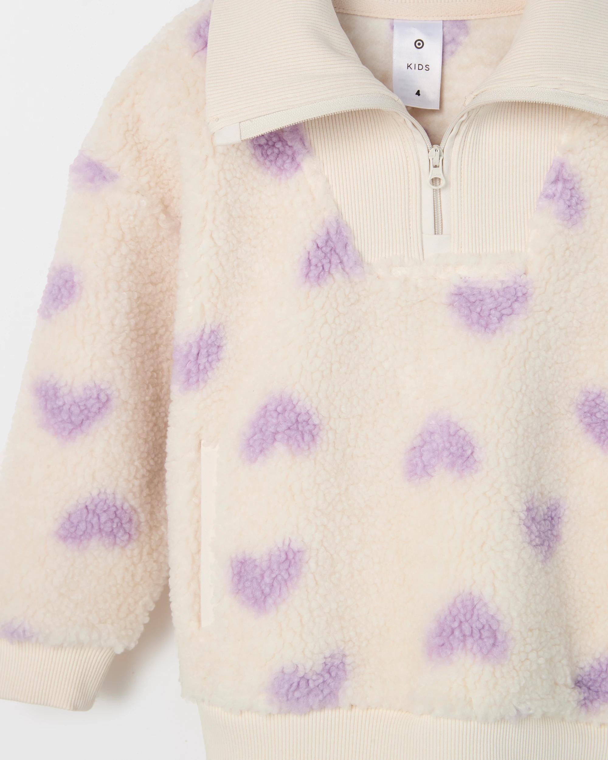 2 Target Kids Teddy Fleece 1/4 Zip Jumper GARDENIA HEART, 2 of 2