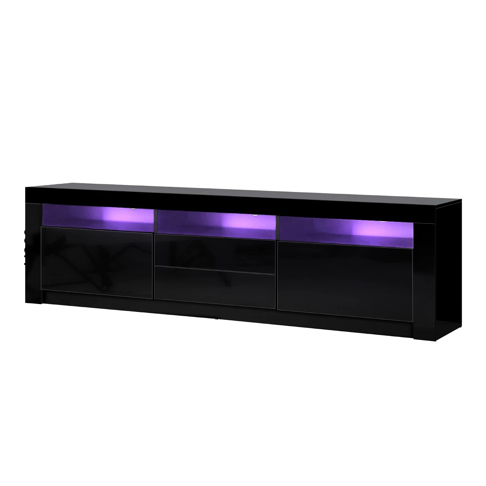 1 Oikiture Entertainment Unit Rgb Led Gloss Black 180cm
 - Black, 1 of 8