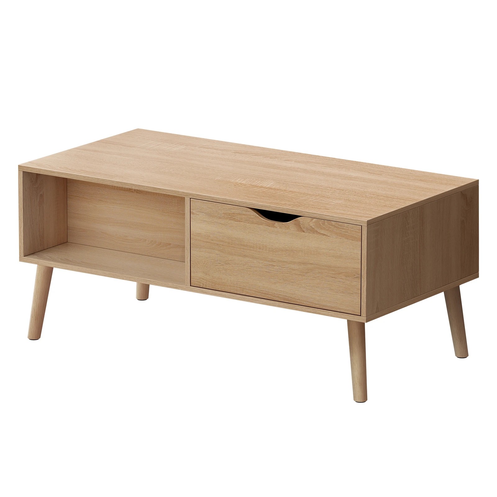 1 Alfordson Coffee Table Storage Tables 2 Drawers Shelf Modern Desk - Oak, 1 of 10