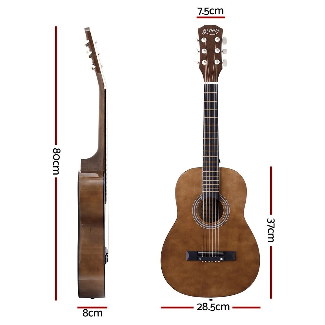 2 Alpha 31" Steel String Acoustic Guitar Portable - Black, 2 of 6
