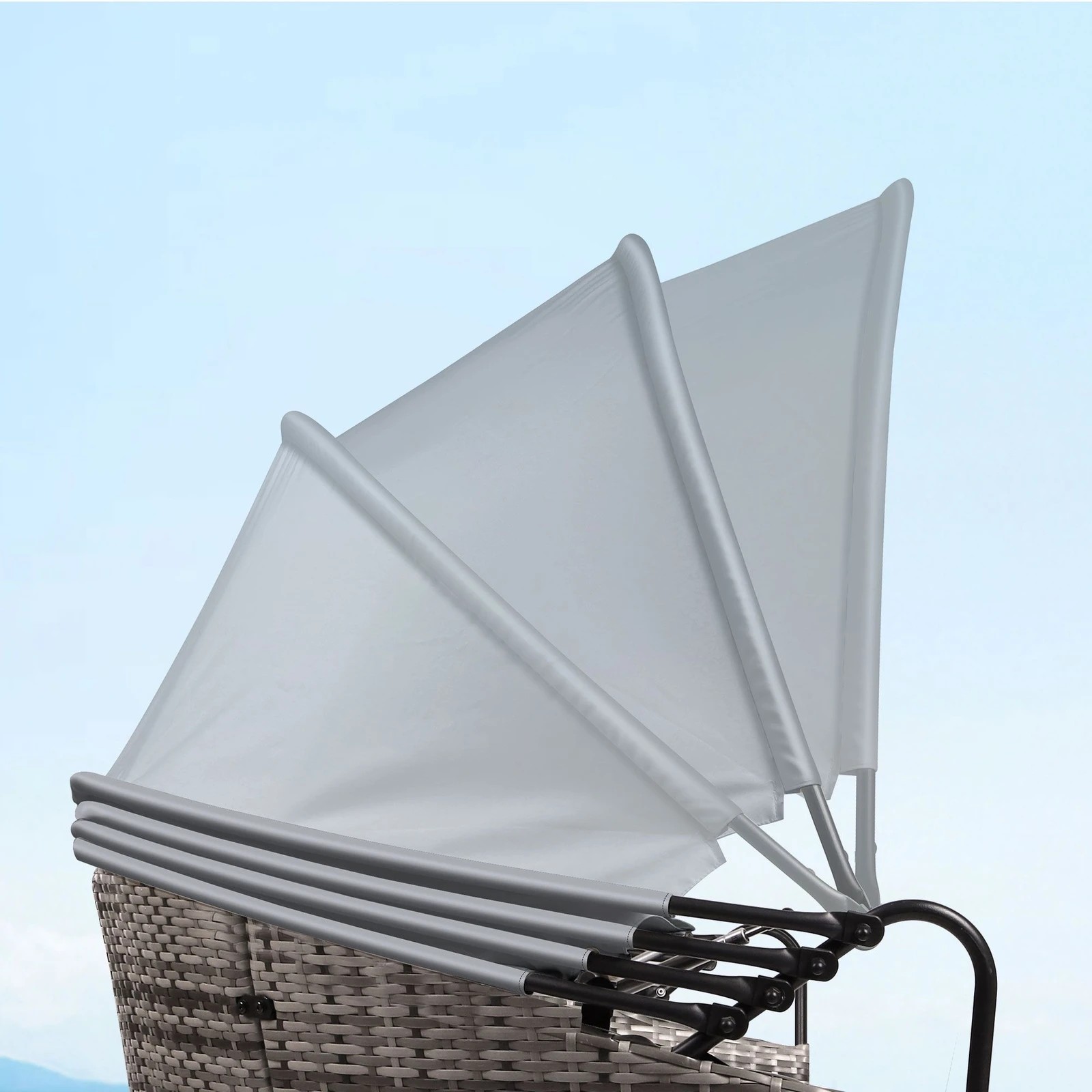 5 Alfordson Outdoor Sun Lounge Day Bed Wicker Furniture Sofa Bed Garden 3PCS - Grey, 5 of 10