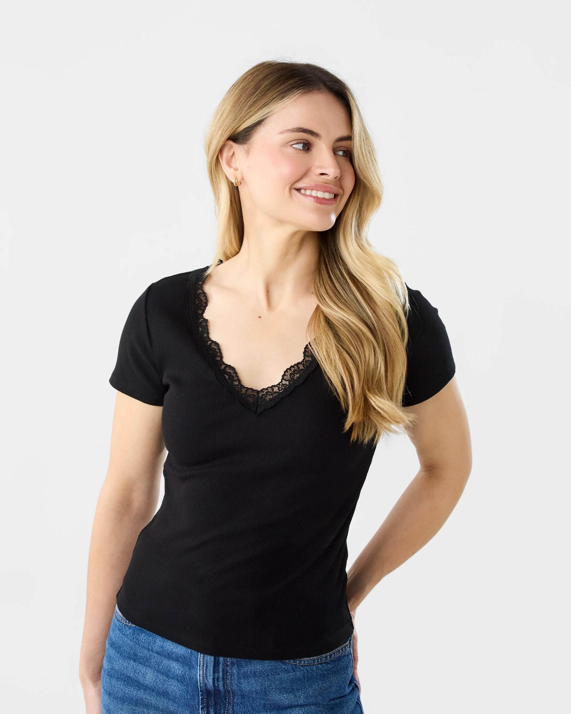 1 Short Sleeve Rib T-shirt Black, 1 of 5