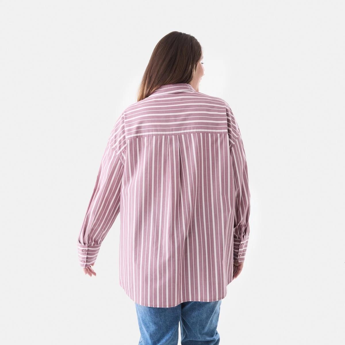 3 Curve Long Sleeve Boyfriend Shirt Berry Strp, 3 of 5