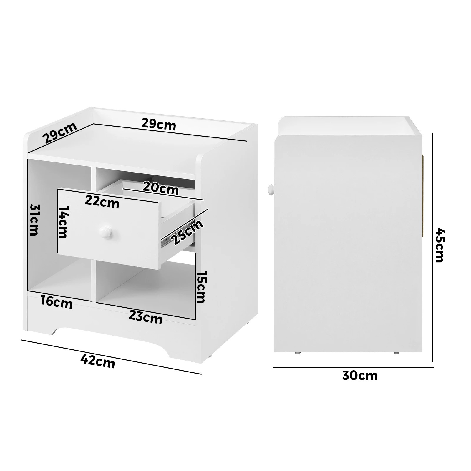 10 Oikiture Bedside Tables Side Table White Nightstand Storage Drawer Shelf
 - White, 10 of 10