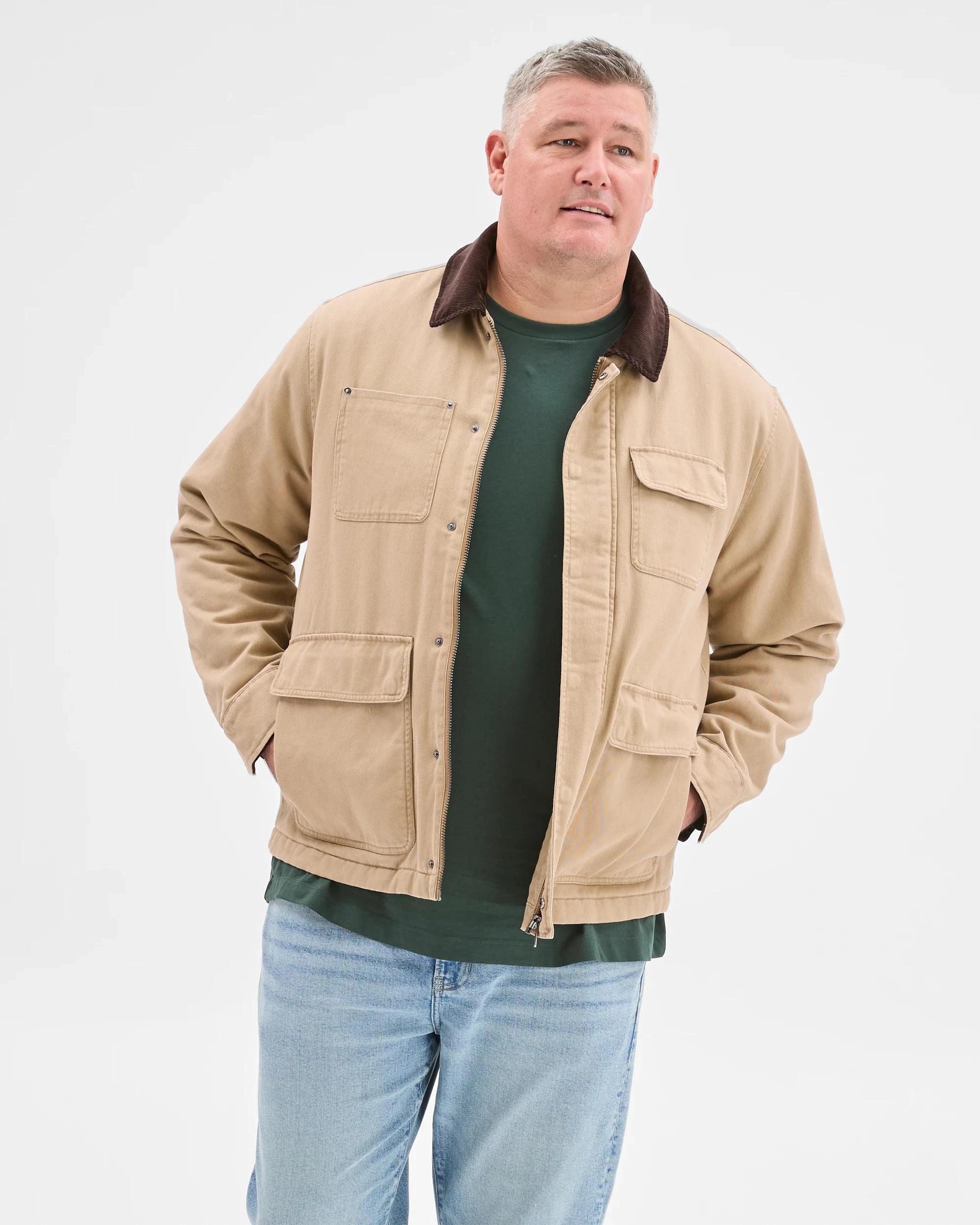 4 Target Man Plus Plus Size Australian Cotton Field Jacket STONE, 4 of 6