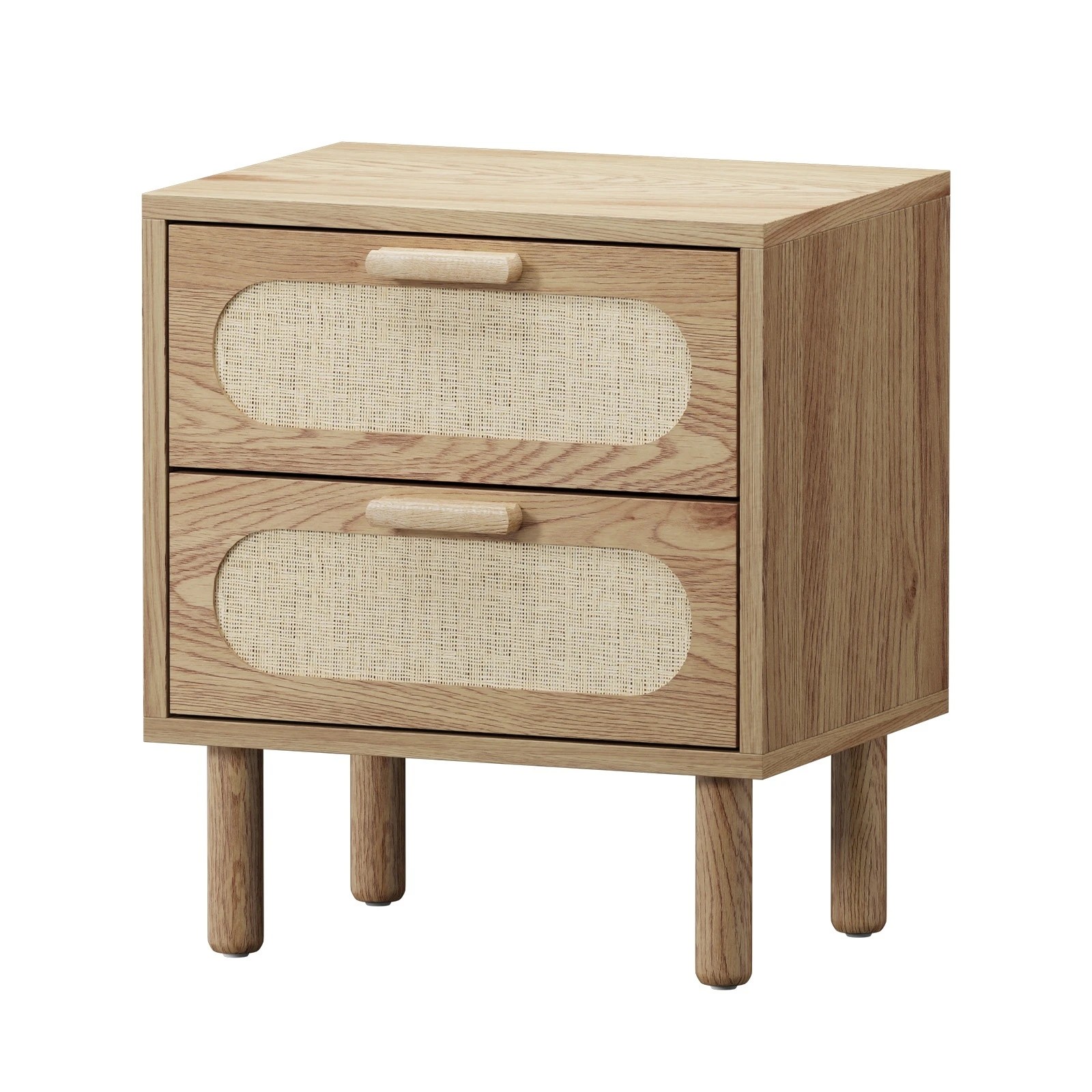 1 Oikiture Bedside Table Drawers Side End Tables Storage Nightstand
 - Natural, 1 of 10
