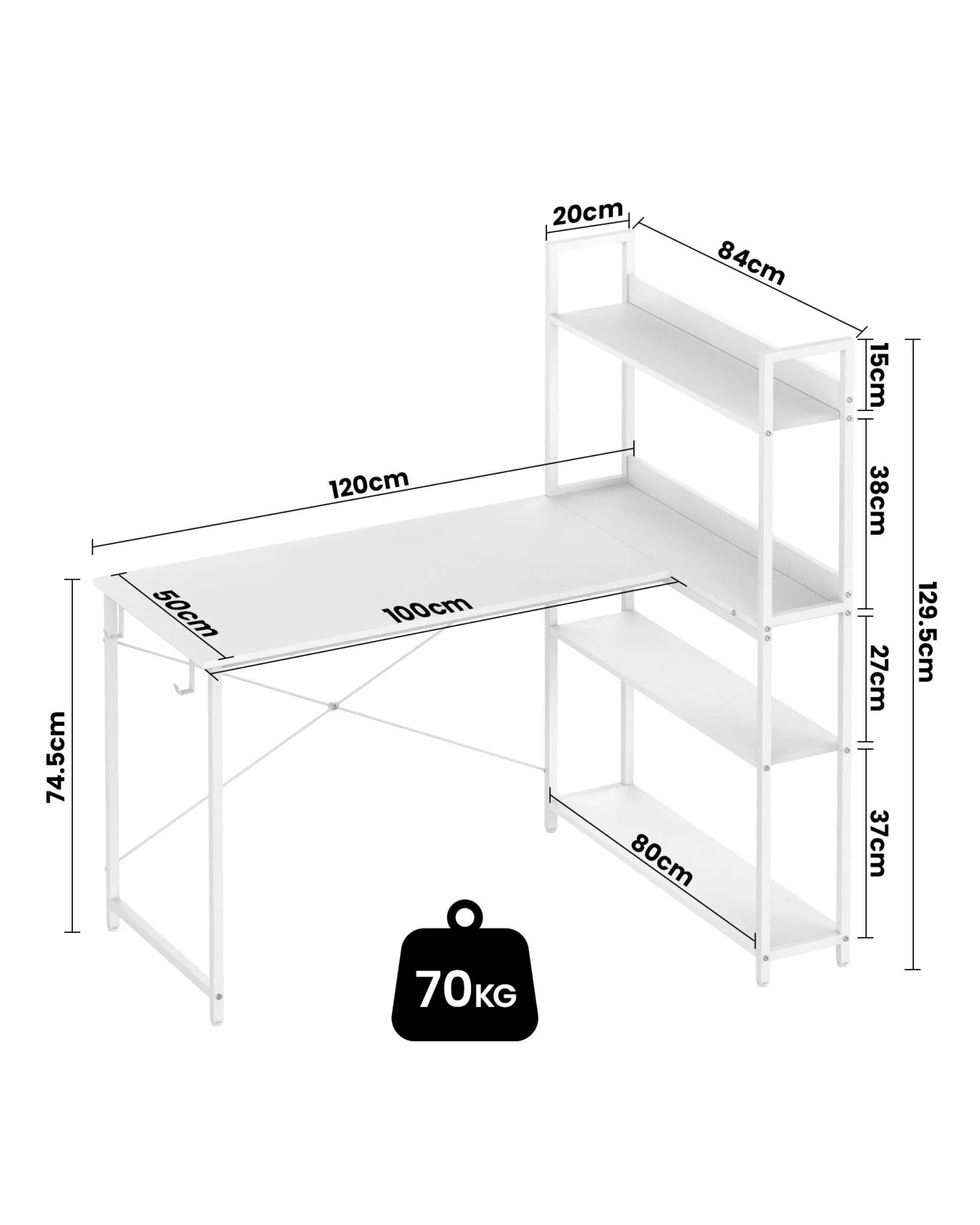2 Advwin 110cm L Shaped Computer Desk With Reversible Storage Shelves Corner Desk White, 2 of 10