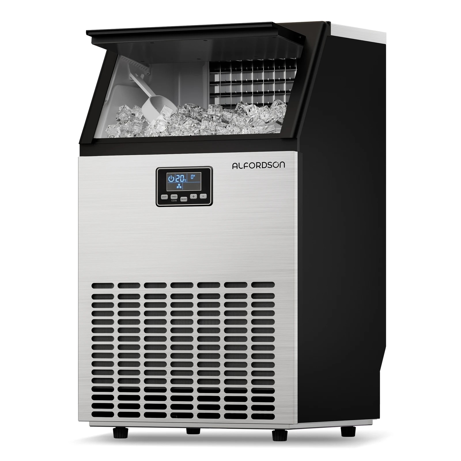 1 Alfordson Commercial Ice Maker Machine 45kg Ice Cube Stainless Steel - Black, 1 of 10