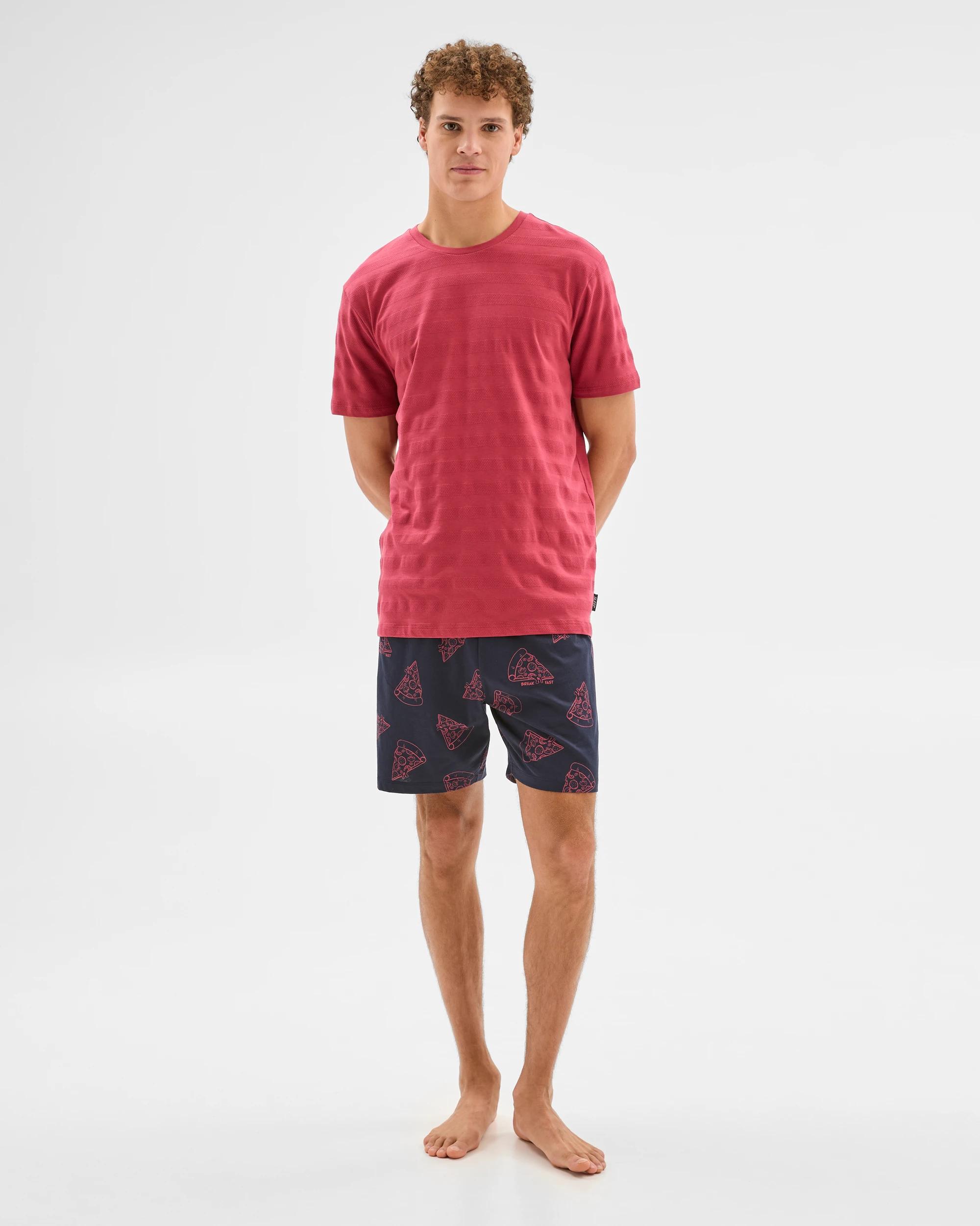 3 Australian Cotton Blend Print Jersey Sleep Shorts - Maxx NAVY PIZZA, 3 of 6