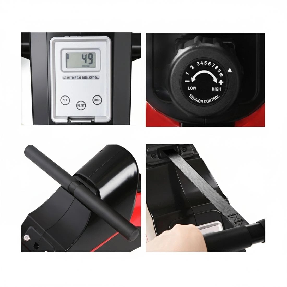 6 Everfit Rowing Machine Rower Magnetic Resistance Exercise Gym Home Cardio - Red, 6 of 9