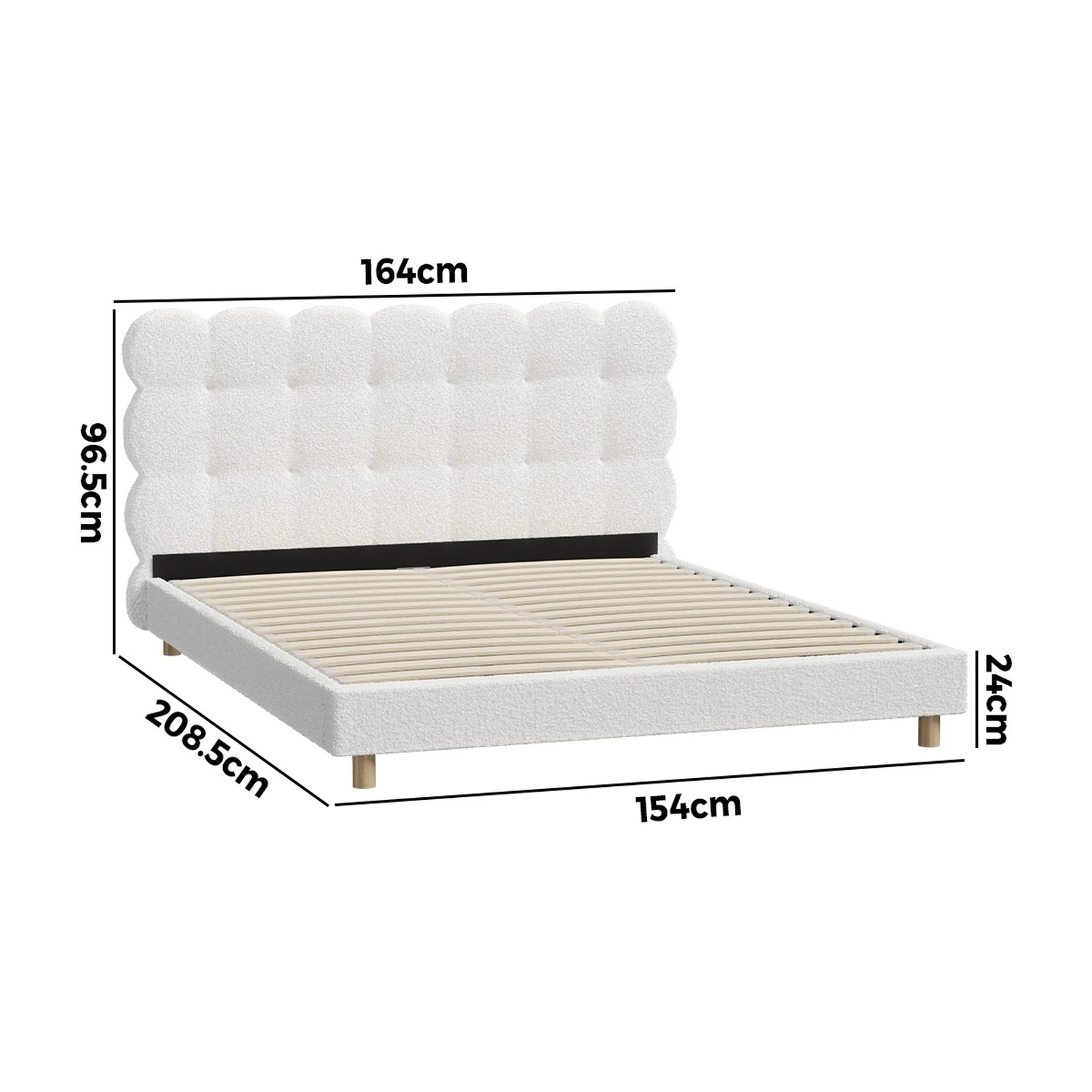 10 Oikiture Queen Bed Tufted Bedhead Boucle Bed Frame
 - White, 10 of 10