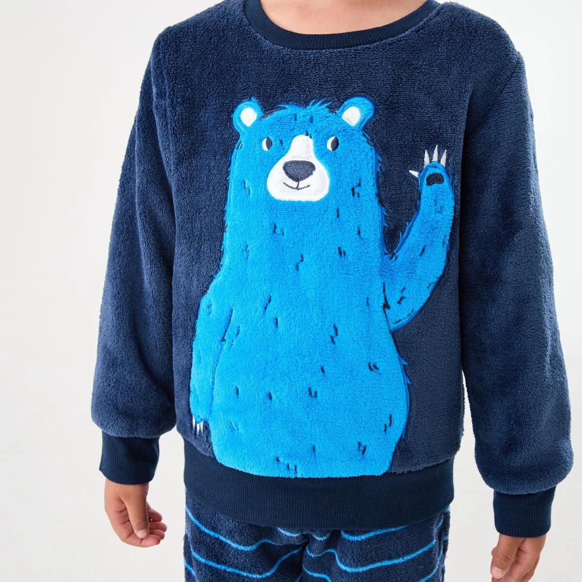 4 Fluffy Pyjama Set Nvy Bear, 4 of 8