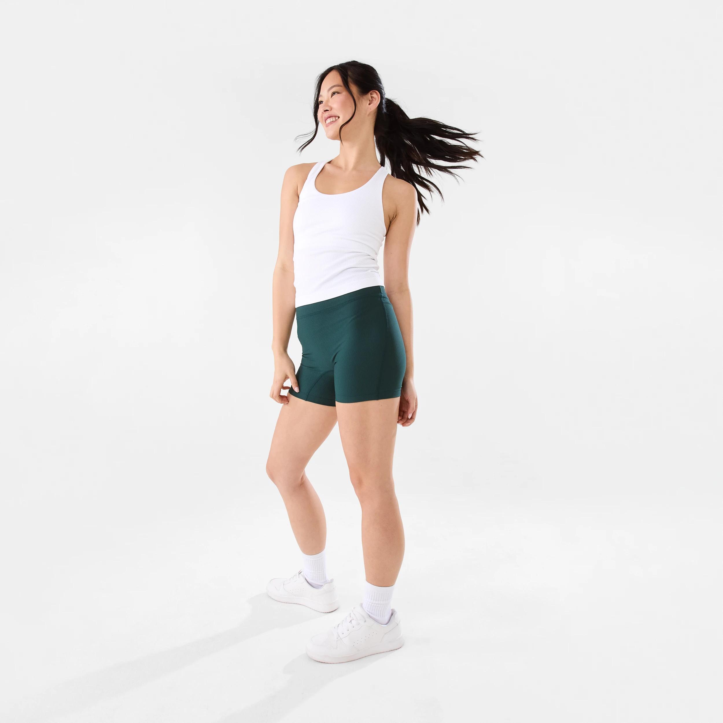 2 Active Womens Rib Bike Shorts YUCCA GREEN, 2 of 6