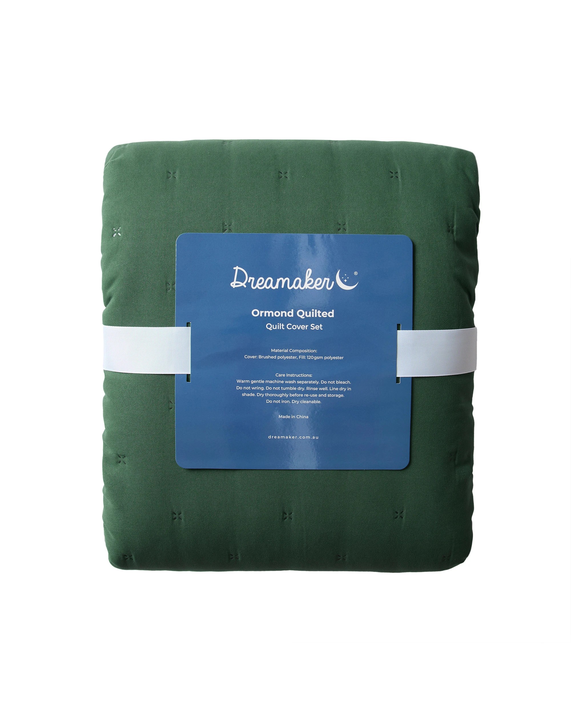 8 Dreamaker Ormond Quilted Quilt Cover Set King Single Bed - King Single Bed - Forest Green, 8 of 9