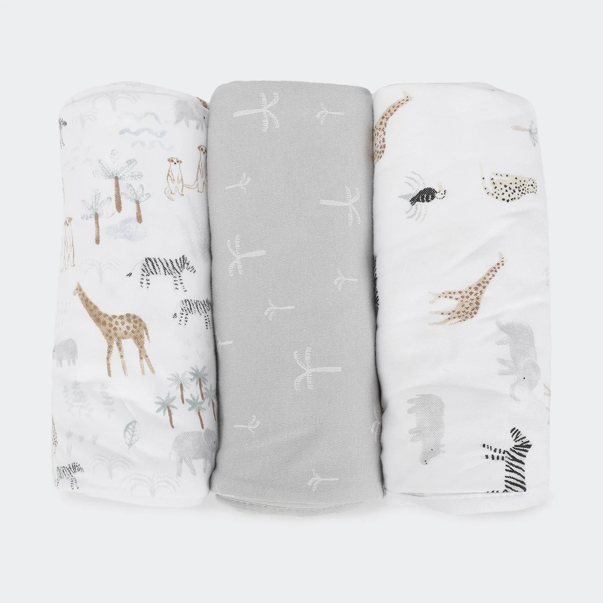 3 3 Pack Organic Cotton Interlock Wraps - Safari, 3 of 6