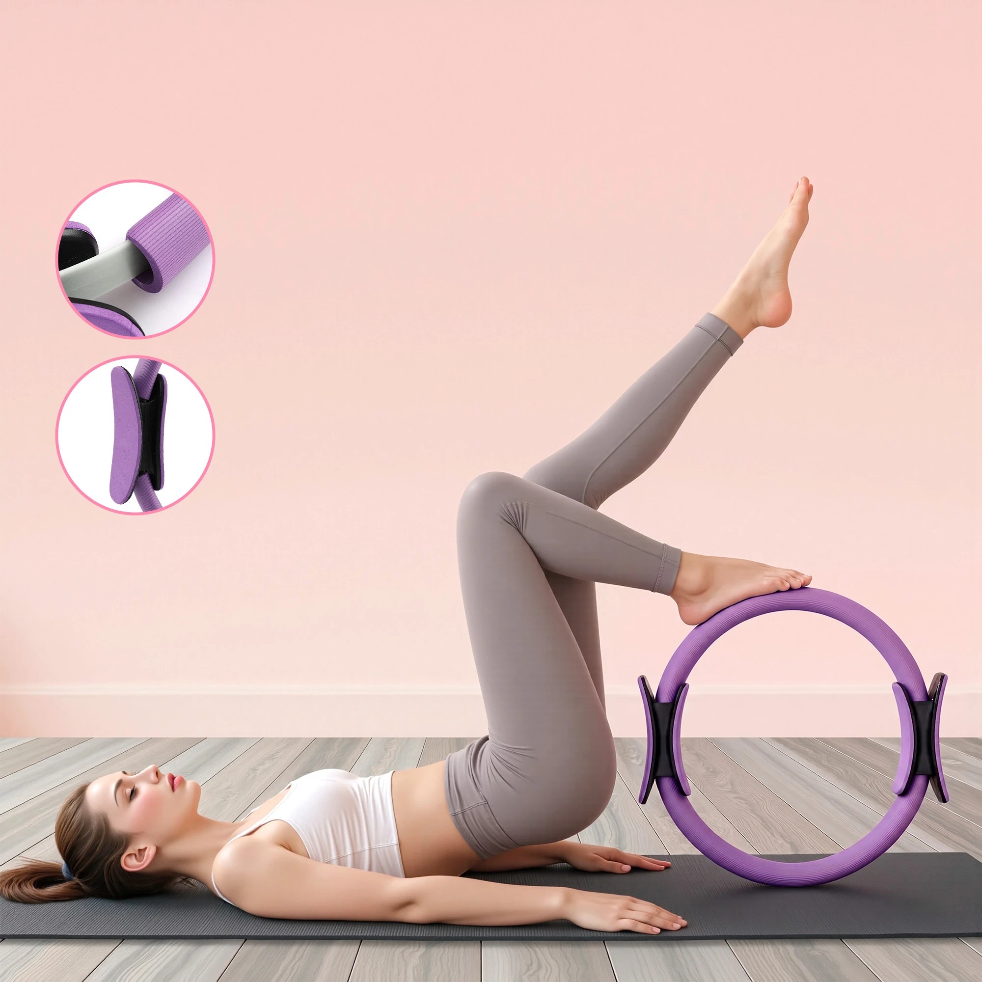 5 Everfit Pilates Ring Set 15Pcs Home Workout Fitness Equipment Yoga Ball Socks Starter Kit - Purple, 5 of 9