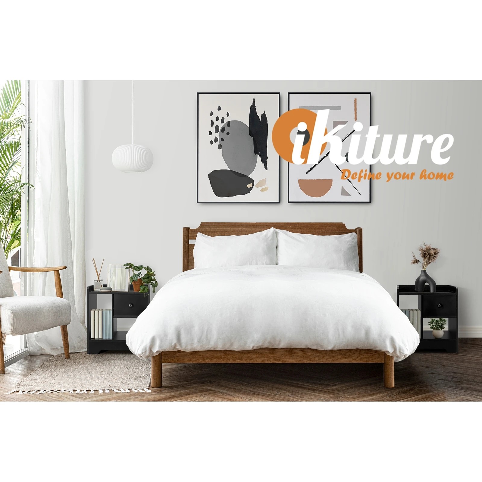 6 Oikiture Bedside Tables Side Table Nightstand Storage Drawer Shelf
 - Black, 6 of 10