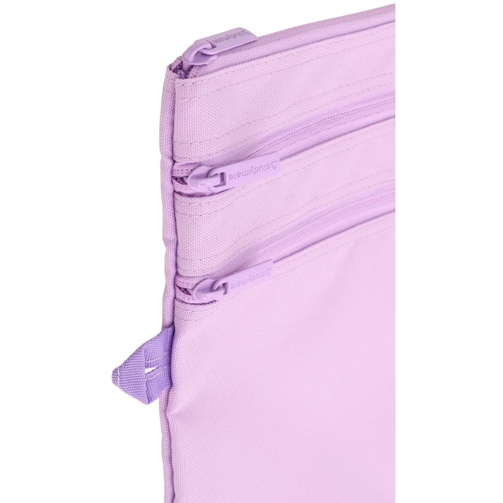 3 Studymate Triple Zip Large Pencil Case Lilac, 3 of 3