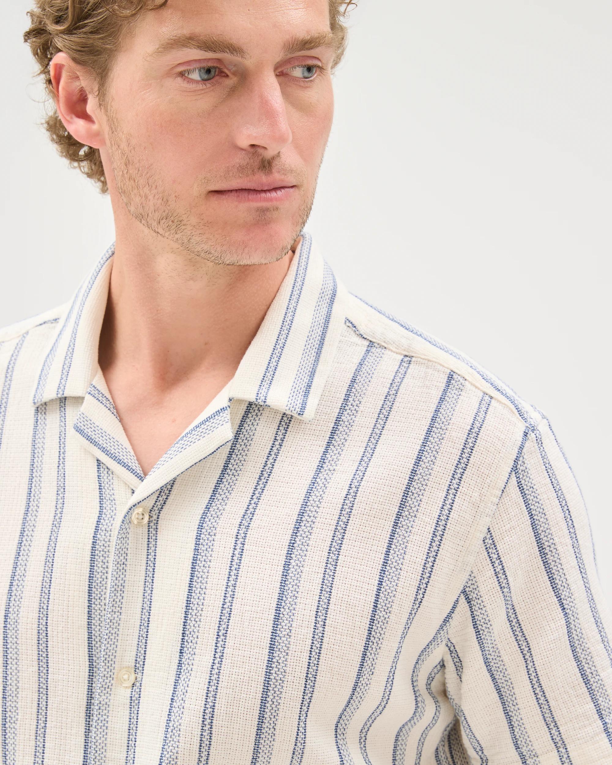 6 Target Man Australian Cotton Short Sleeve Textured Stripe Shirt COBALT BLUE, 6 of 7