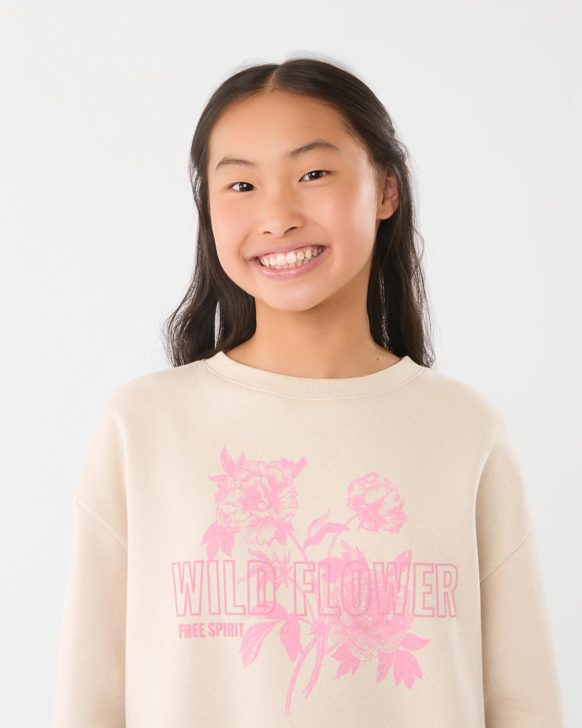 3 Print Crew Neck Sweatshirt Bge Flwer, 3 of 7