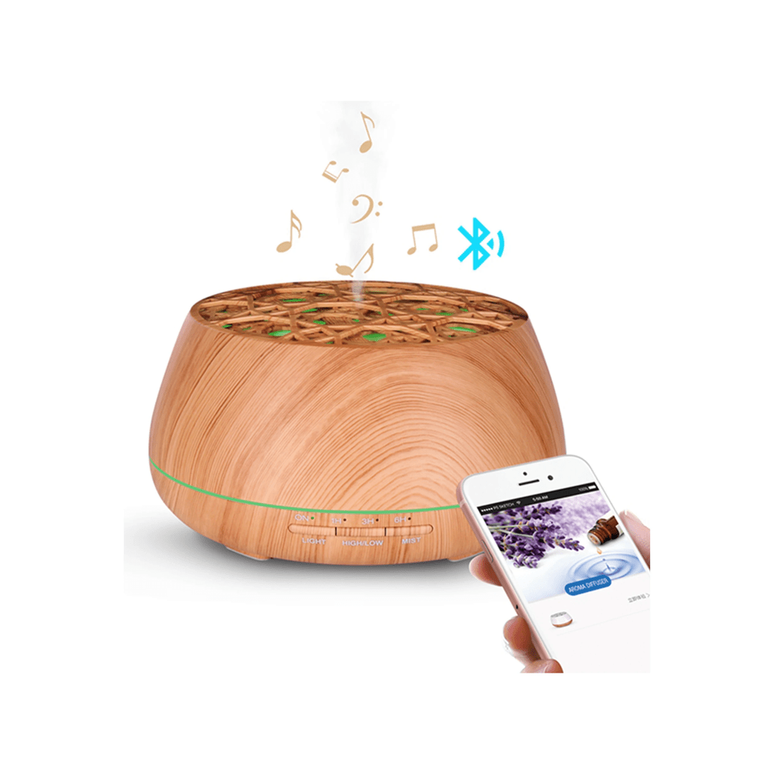 2 TODO 400Ml Bluetooth Humidifier Aromatherapy Diffuser Ultrasonic Led Speaker Dome - Woodgrain, 2 of 2