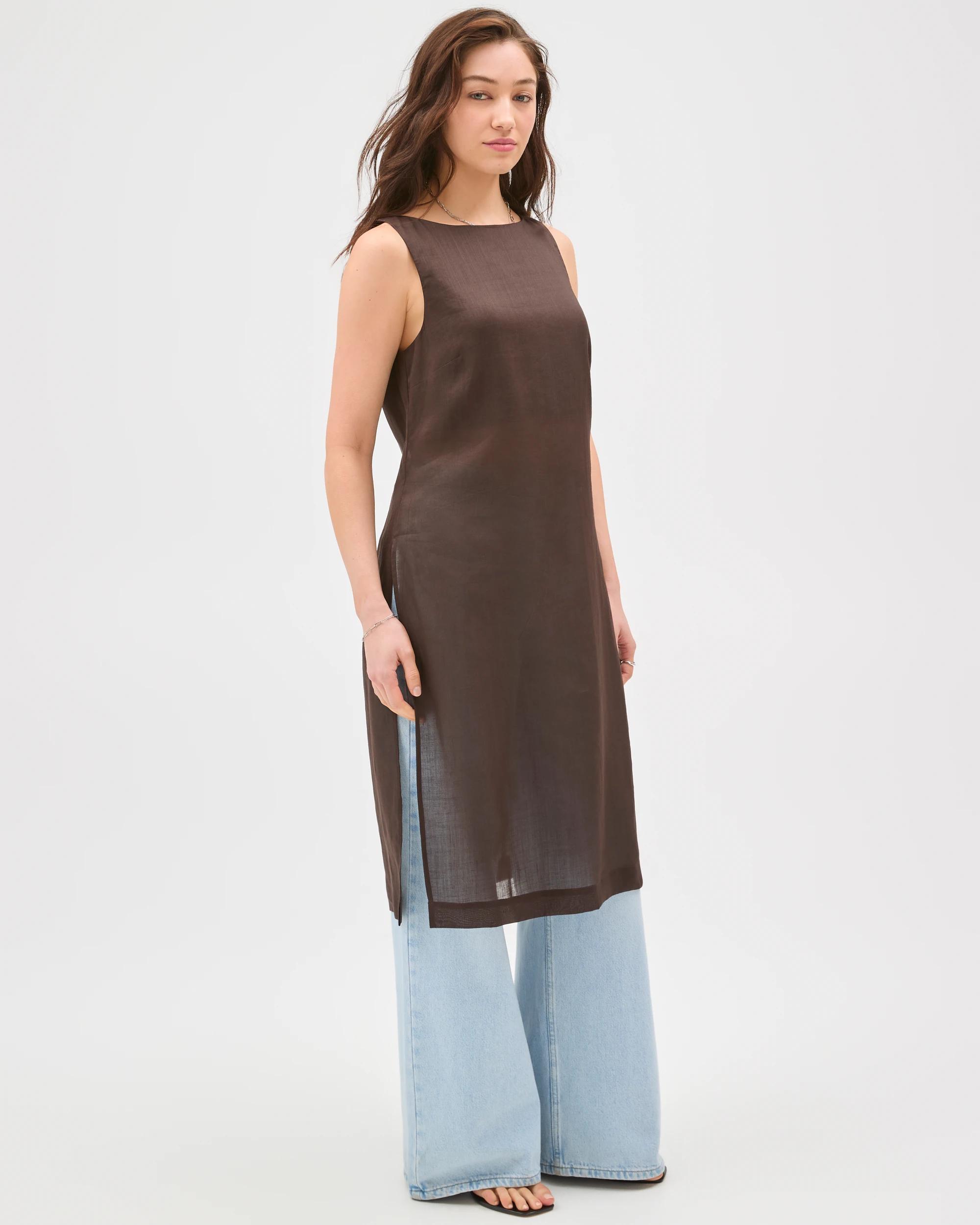 3 Lily Loves Sheer Tunic Top TRUFFLE, 3 of 7