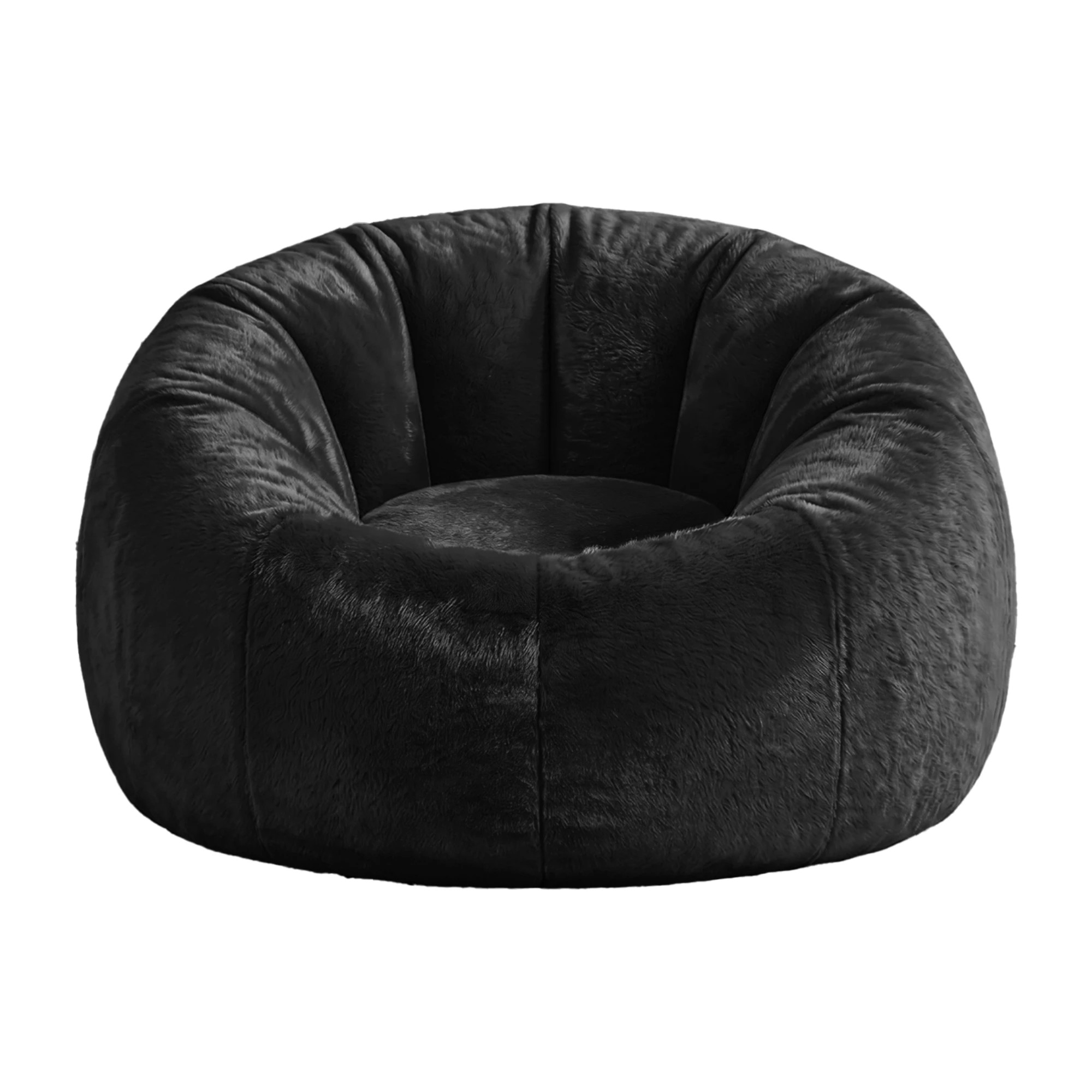 1 Artiss Bean Bag Chair Cover Faux Fur No Filler Washable Lazy Sofa Cover - Black, 1 of 9