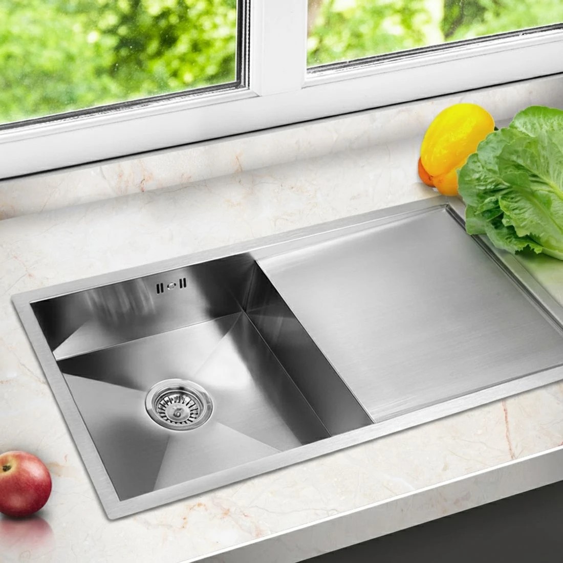 5 Cefito Kitchen Sink 87X45CM Stainless Steel Basin Single Bowl - Silver, 5 of 6