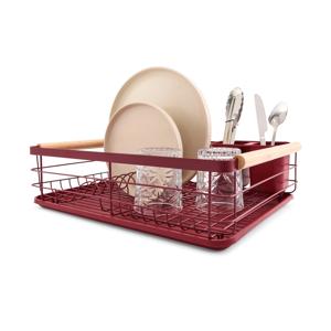 Red Wooden Handle Dish Rack