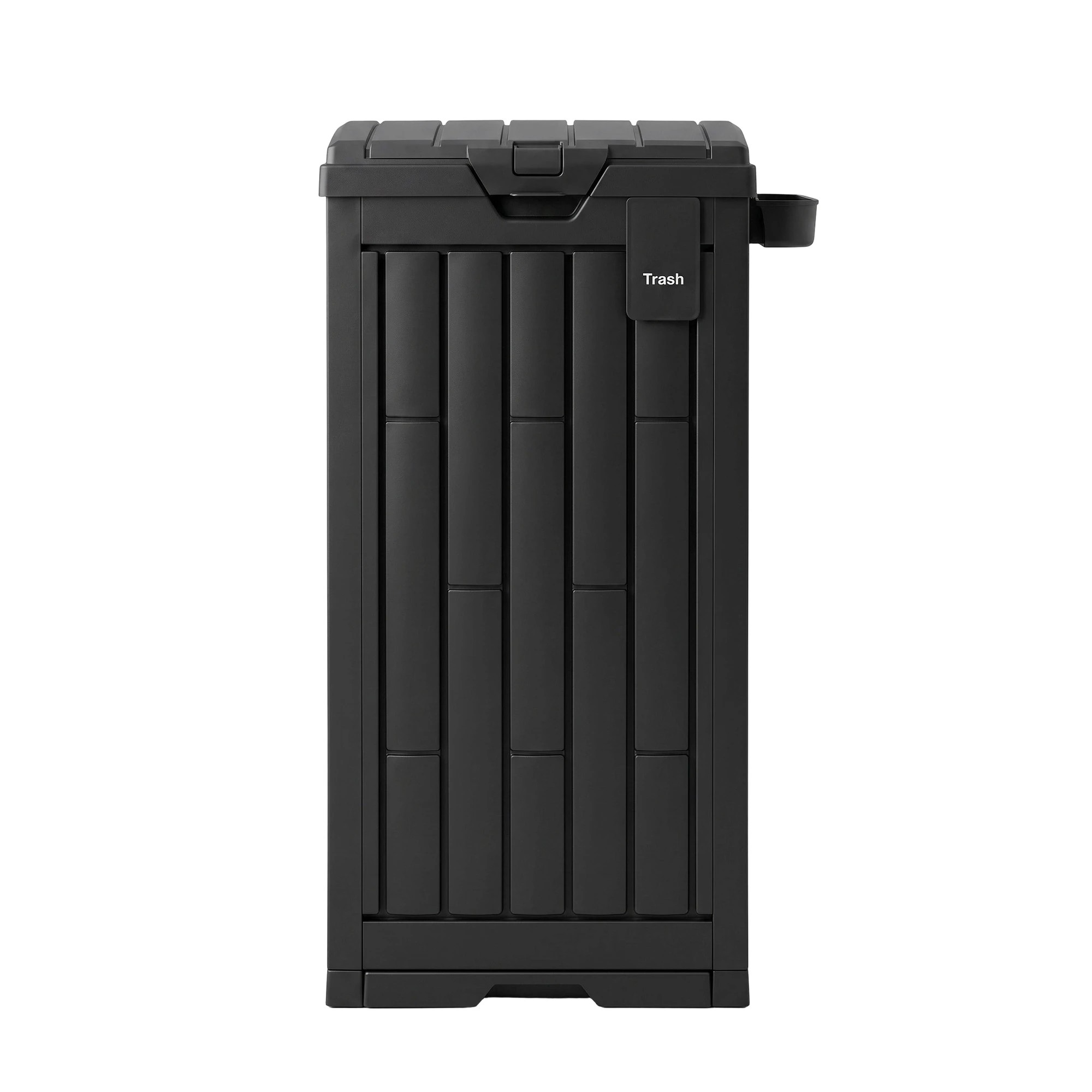 4 Gardeon Outdoor Trash Cans Polypropylene Patio Hideaway Bin 110L Black - Black, 4 of 8