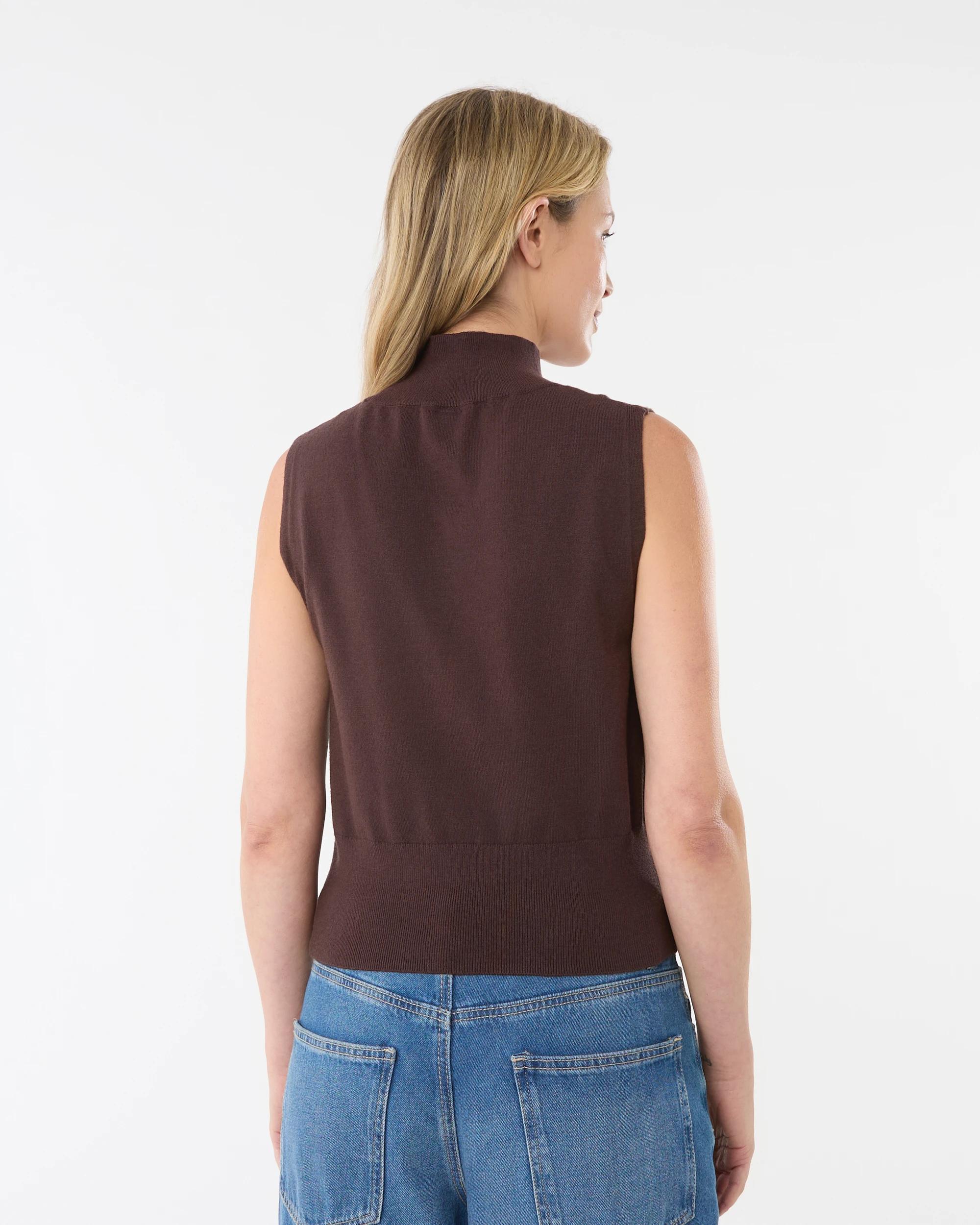 3 Sleeveless Roll Neck Top Choc Plum, 3 of 7