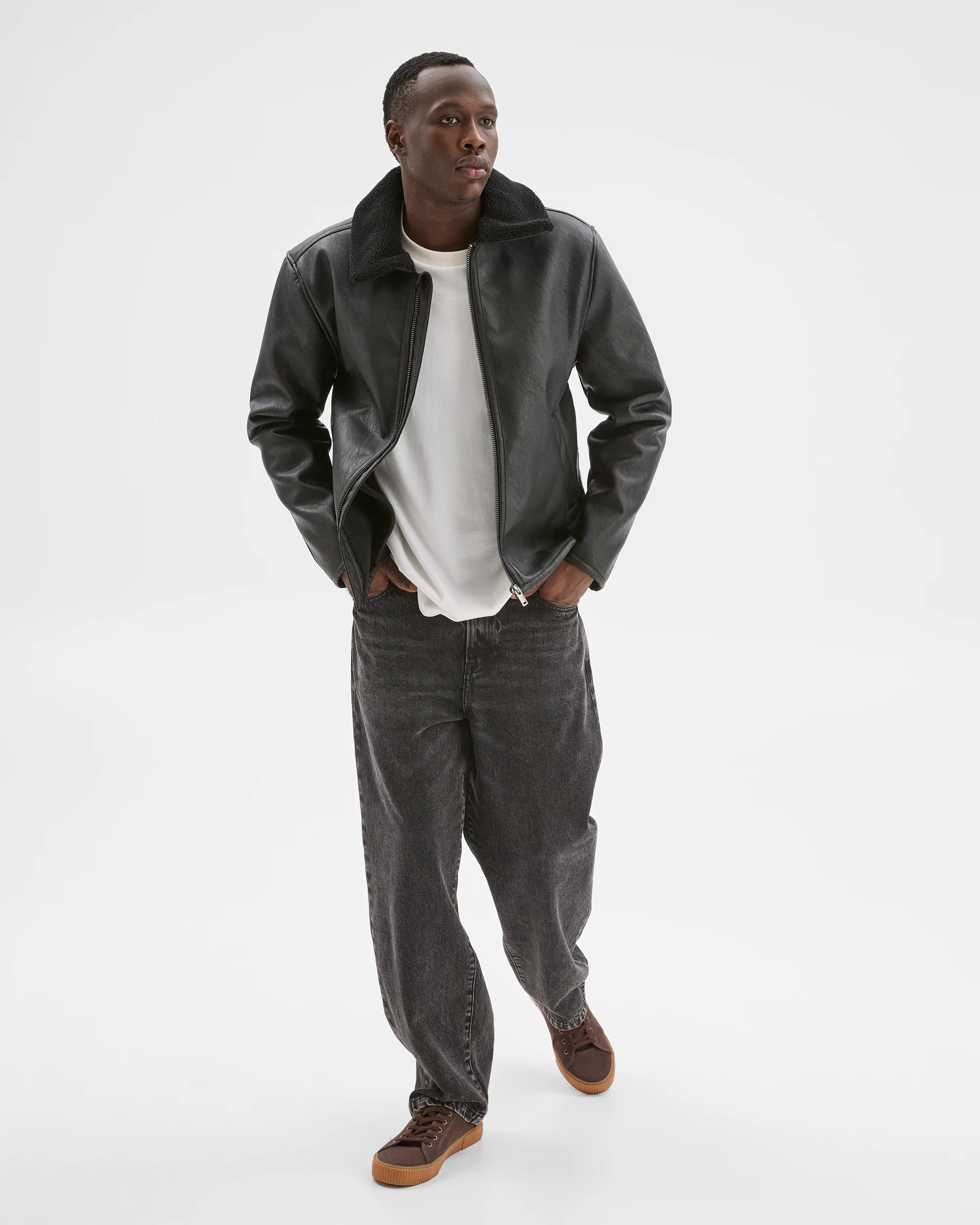 4 Commons Shirling Vegan Leather Flight Jacket BLACK, 4 of 6