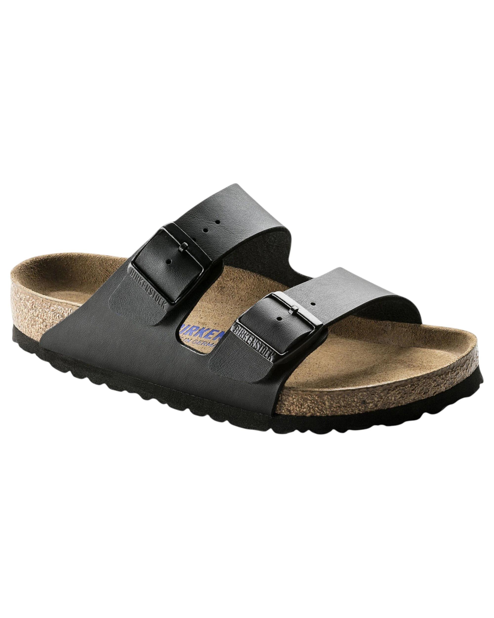 1 Birkenstock Womens Arizona SFB Birko Flor Narrow Slip On Sandals Black, 1 of 9