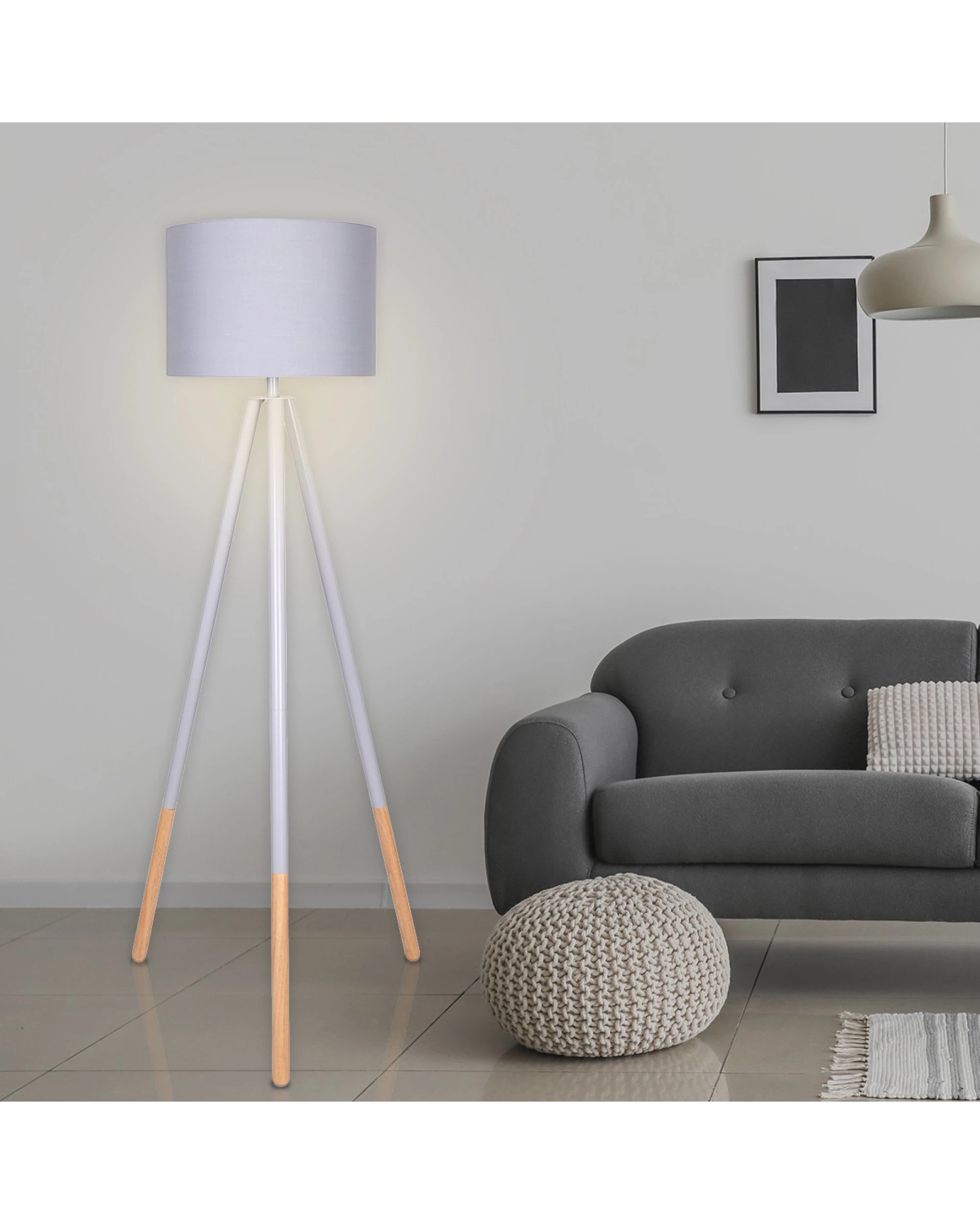 6 Sarantino Adjustable Height Arc Floor Lamp Antique Brass Shade, 6 of 7